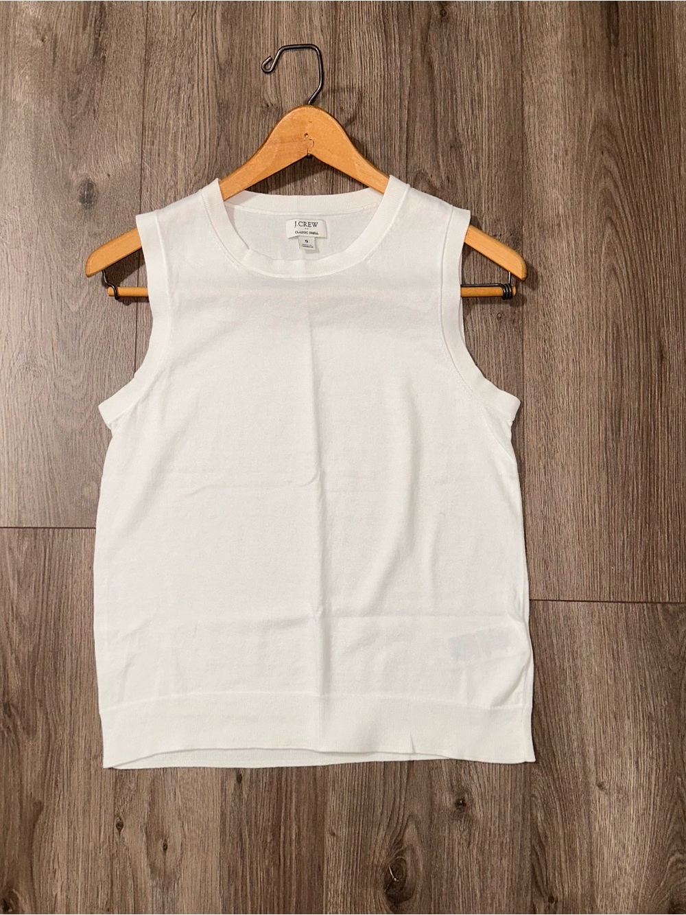 J. Crew White Classic Shell Sweater Crew Neckline Cotton